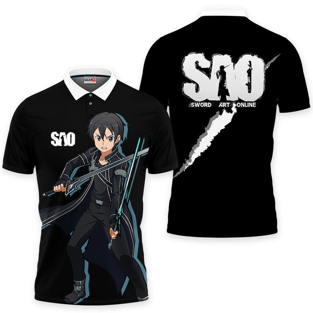 Kirito Polo Shirts Sword Art Online Custom Anime OT2102