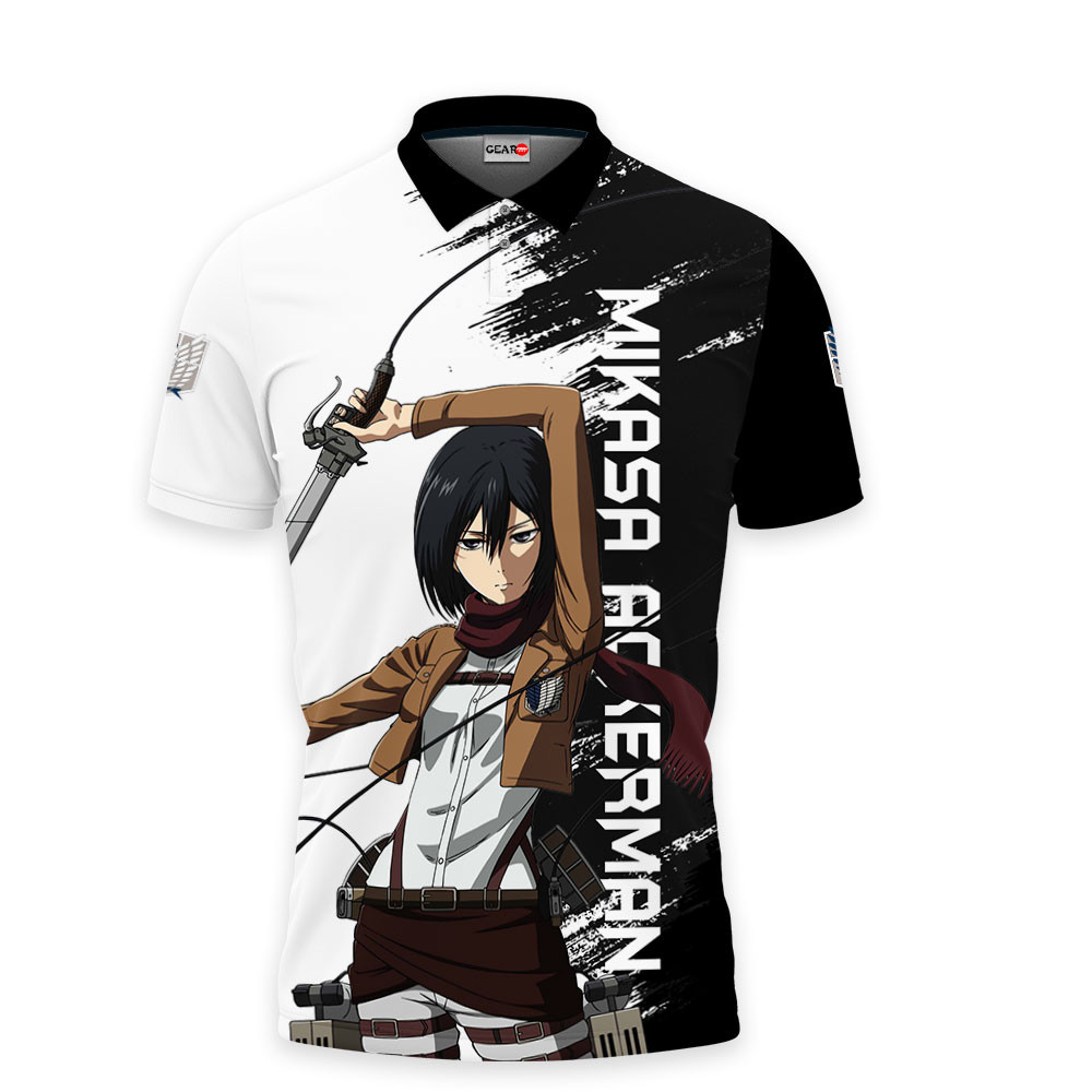 Mikasa Ackerman Polo Shirts Attack On Titan Custom Anime OT2102